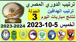 ترتيب الدوري المصري وترتيب الهدافين الجولة 3 اليوم الخميس 5-10-2023 - نتائج مباريات اليوم