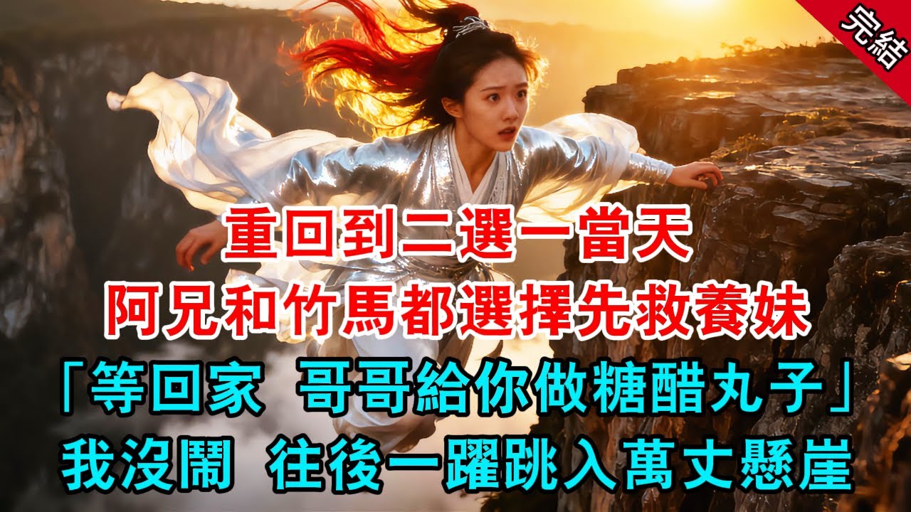 重回到二選一當天 阿兄和竹馬都選擇先救養妹「等回家 哥哥給你做糖醋丸子」我沒鬧 往後一躍跳入萬丈懸崖...#原創 #古言 #小說