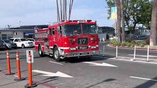 Long Beach Fire Department Engine 17 and Rescue 18 arriving on scene
