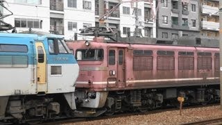 JR貨物 さよならEF81 2、EF66-105牽引の2077レ @新大阪 2012/12/16