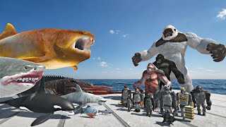 Mutant Primates vs Sea Monsters (Aquatics) on Bridge - Animal Revolt Battle Simulator45 screenshot 2