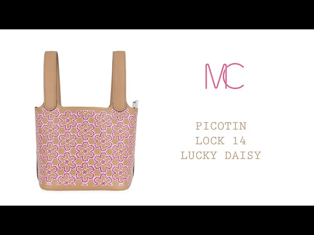 Hermes Picotin Lock 14 Micro Lucky Daisy Bag Chai / Rose Palladium Hardware