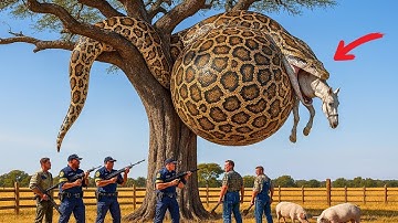 😨 Unbelievable! A Giant Python Attacked the Animals — Watch How the Farmer and His Horse Fought Back