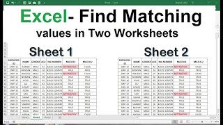 How To Match Data In Excel From 2 Worksheets Compare Two Excel Sheets