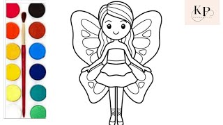 Beautiful fairy Princess drawing for children||Drawing, colouring & painting for kids & Toddlers.