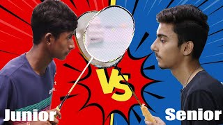 Badminton Senior vs junior singles match (Vipin Bisht vs Vansh Das)