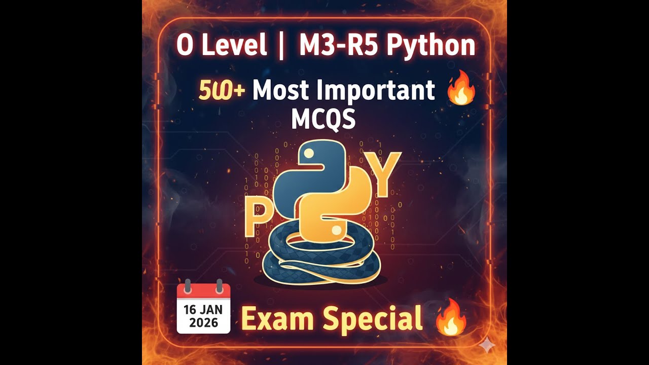 O Level | M3-R5 Python 500+ Most Important MCQs | 16 Jan 2026 Exam Special 🔥