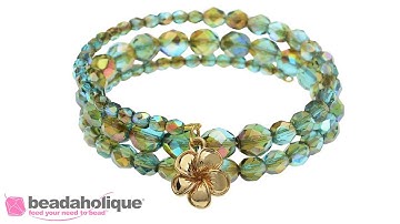 How to Make a Memory Wire Bracelet using Czech Fire Polished Glass Beads