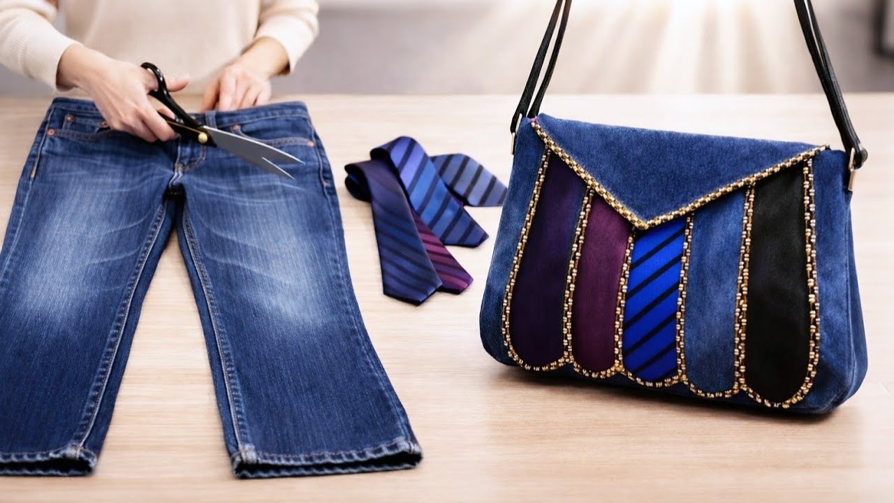 Из Старых Джинсов И Галстуков Получилась Очень Стильная Сумка