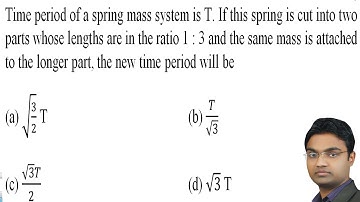 Time period of a spring mass system is T. If this spring is cut into two parts whose lengths are