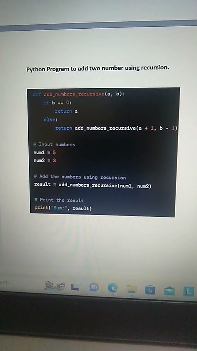 Python program to add two numbers using recursion - YouTube