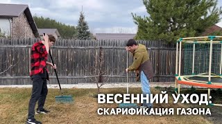 Уход весной за газоном