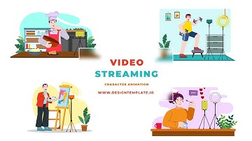 Download Video Streaming Illustration Flat Character Animation Set After Effects Templates