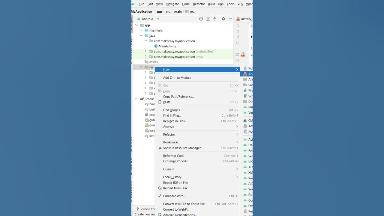 How to Create Assets Folder, or Resource's Anim, Raw Folder in Android ...