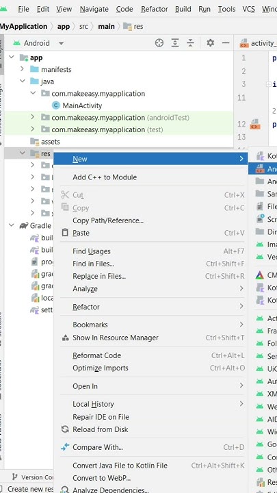 How to Create Assets Folder, or Resource's Anim, Raw Folder in Android ...