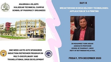 DAY-5:AICTE-ISTE SPONSORED REFRESHER WORKSHOP ON MULTI-DISCIPLINARY & TRANSLATIONAL DRUG DEVELOPMENT