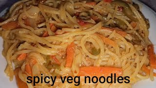 spicy veg noodles recipe by dish discovery | spicy vegetable spaghetti recipe