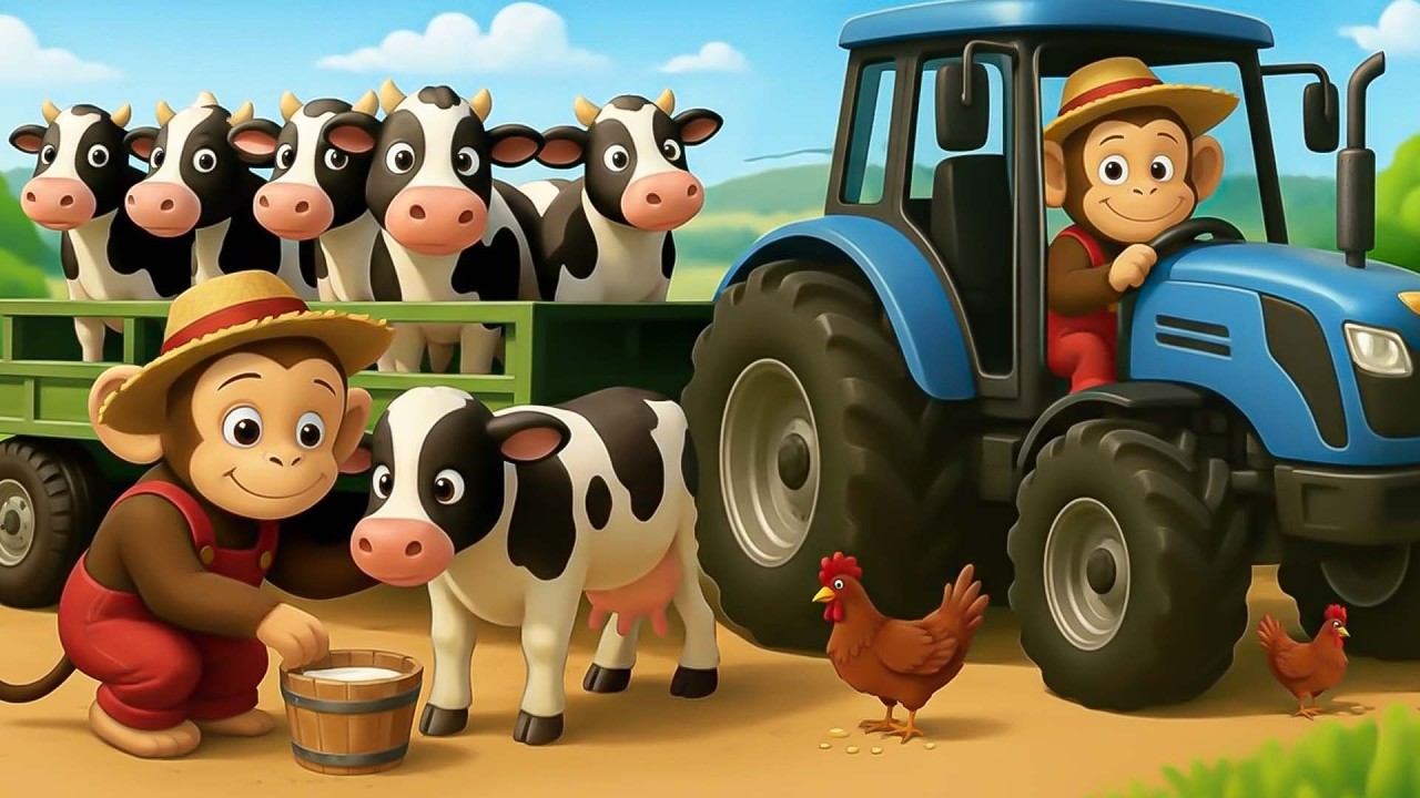 🐄🚜Cows Milked for Export! Monkey Farmer Drives Tractor to Deliver Fresh Milk and Earn Huge Profit 💰💵