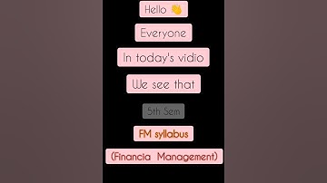 5th Sem FM (Financial management) Syllabus#education #bcom #youtube #nep #5thsemester