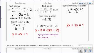 Forms of Linear Equations (u4 d2 notes)