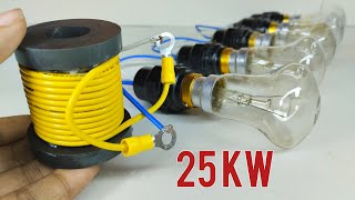 How to Make 220v Free electricity Generator with Coper wire and Magnet