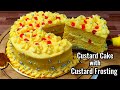 Custard Cake with Custard frosting,No whipped cream birthday cake,easy custard Cake,eggless, no oven