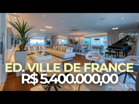 Apartamento LUXUOSO, frente mar com 4 suítes, no Ed. Ville de France em Santos/SP.