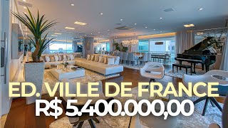 Apartamento LUXUOSO, frente mar com 4 suítes, no Ed. Ville de France em Santos/SP.