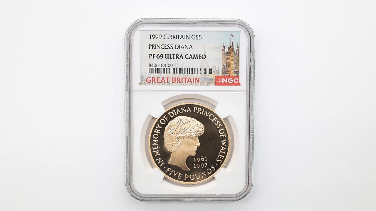 1999 英国 ダイアナ妃追悼記念 5ポンド 金貨 プルーフ NGC PF 69 UC 準