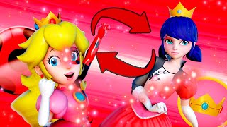 Miraculous Ladybug X Super Mario Peach & Marinette Exchange Transformations
