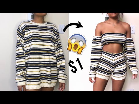 Diy 1 Matching Sets Clothing Hacks Video Thrift Transformations Youtube - abs roblox tops crop tops fashion