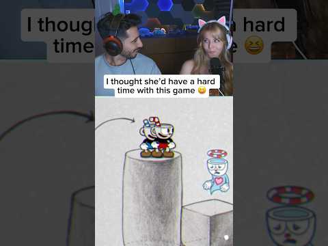 Turns out she better than me😬 #cuphead #tutorial #coopgame #twoplayergame #funnygaming #gamercouple