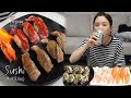 리얼먹방▶ 연어초밥 & 소고기초밥 만들기☆ ft.맥주한잔ㅣSalmon & Beef SushiㅣREAL SOUNDㅣASMR MUKBANGㅣ