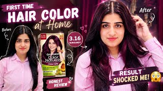 First Time Hair Color at Home 😱🩷 | Burgundy 3.16 Transformation | Before & After #viral@GarnierIndia