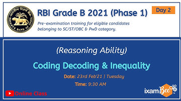 RBI Grade B (Phase 1) 2021 | Pre Examination Training |  Reasoning Ability: Coding-Decoding