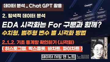 [데이터 분석_챗 GPT] 2_1_2 EDA 시각화는 For 구문과 함께_히스토그램. 박스플랏. 카운트플랏. 파이차트 | EDA_기초 통계량 확인_시각화 | 노빌쌤 | 데이터 분석