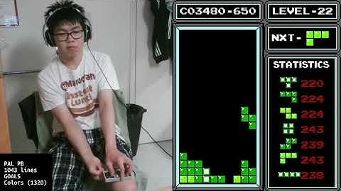 Almost got colors! 4.3 million and 1292 lines on NES Tetris (PAL)