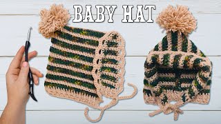 How to Crochet an Easy Striped Baby Bonnet - 12-18 months crochet hat by Last Minute Laura 325 views 3 months ago 28 minutes