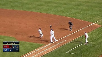 PHI@TEX: Murphy makes the catch, then fires to first