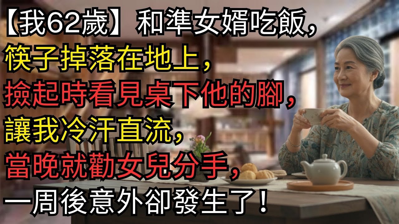 【我62歲】和準女婿吃飯，筷子掉落在地上，撿起時看見桌下他的腳，讓我冷汗直流，當晚就勸女兒分手，一周後意外卻發生了！