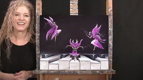 Learn How to Paint PIANO PLAYING FAIRIES with Acrylic - Paint & Sip at Home - Step by Step Tutorial
