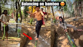 Balancing on bamboo 😍￼| epic game | challenge