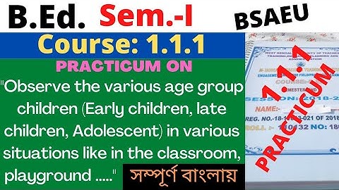 B.Ed Sem.-I Observe the various age group children (Early childhood later childhood Adolescent) in