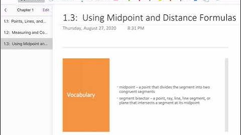 1.3:  Using Midpoint and Distance Formulas