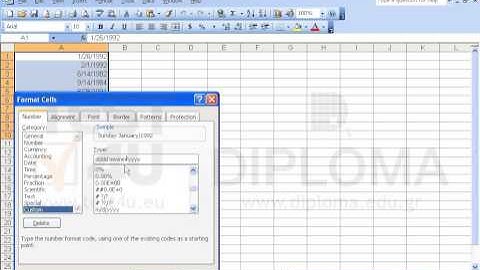 Format the cell range A1:A10 so that the date is displayed as follows: day written in full, a...
