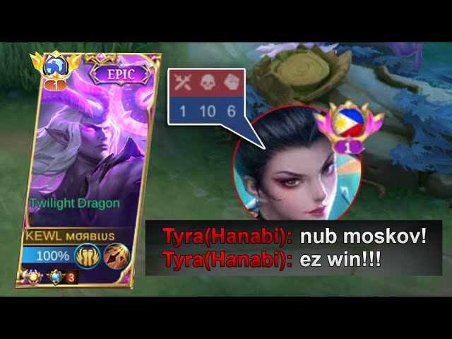 TOP GLOBAL MOSKOV GAMEPLAY! HOW TO DESTROY HANABI IN SOLO RANKED GAME! DOUBLE MANIAC WITHOUT DEATH! class=