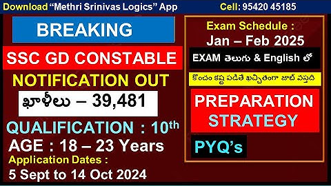 SSC GD CONSTABLE NOTIFICATION OUT l VACANCIES -39,481 l FULL DETAILS l METHRI SRINIVAS LOGICS APP