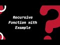 Recursive Function with Simplest Example | C Tutorials for Beginners