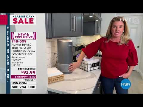 hunter hp450 tower true hepa air purifier with uvc eco youtube