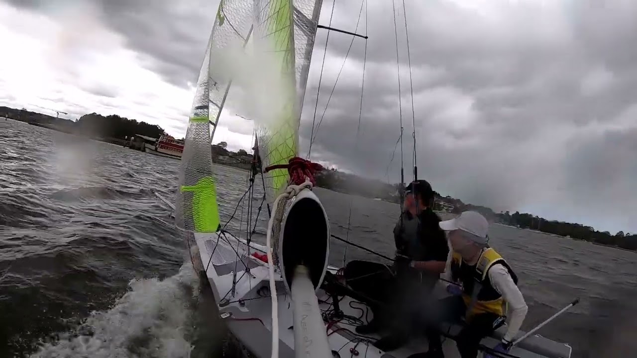 260214 #5 VJ12 Big Apple 5 Greg and Malcolm at Concord Ryde. We recover from the capsize